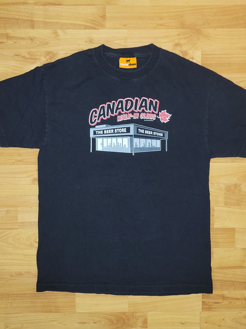 Canadian Walk-In Clinic The Beer Store Graphic Y2K Booze Comedy Black Tee, Large